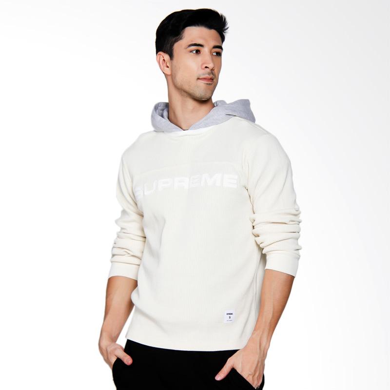 Jual Supreme New York Hooded Waffle Ringer Sweater Pria