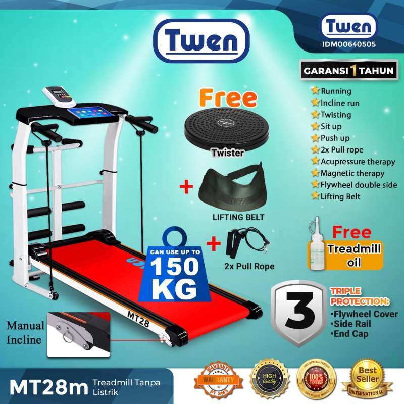 Jual TWEN MT28 Treadmill Manual Multifungsi Treadmill Manual Elektrik