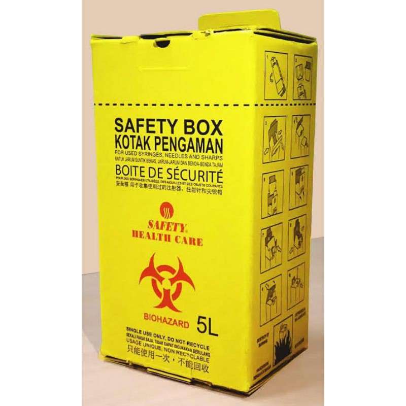 Promo Safety Box Medis 5l Wadah Tempat Limbah Medis Biohazard Diskon 4