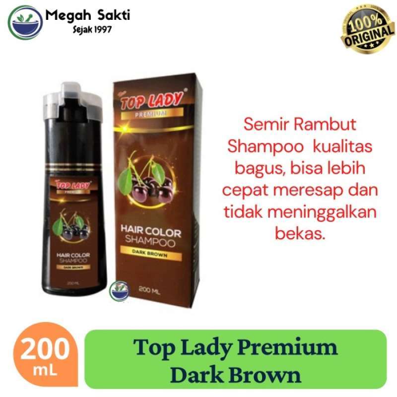 Jual TOP LADY PREMIUM Hair Color DARK BROWN 200 mL Shampoo Pewarna