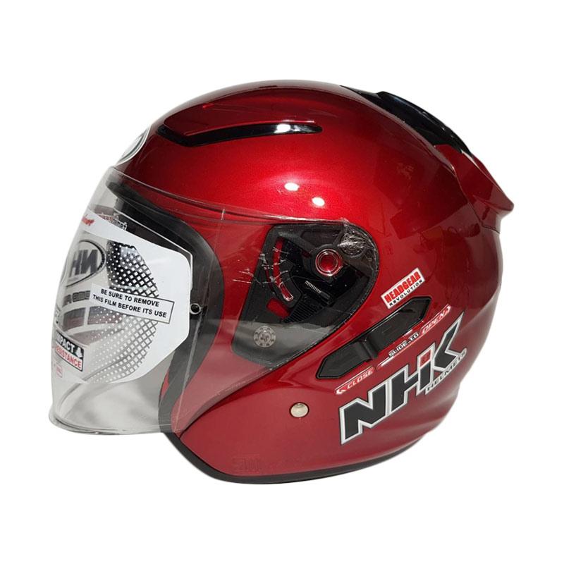 Jual NHK R1 Solid Double Visor Helm Half Face Red Maroon di Seller Central Helm Malaka Sari
