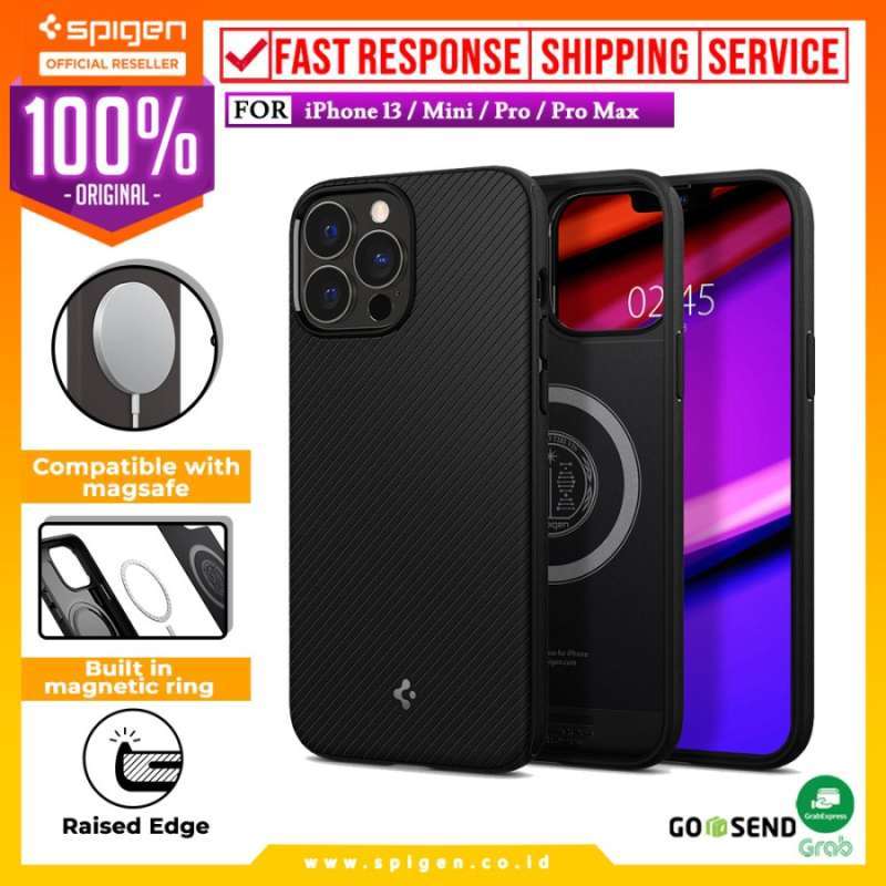 Jual Case iPhone 13 Pro Max 13 Mini Spigen Mag Armor MagSafe Matte Casing Black 13 Pro di