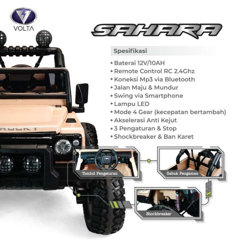 Jual VOLTA 5008 Jeep Rocky Monster Sahara Mobil Aki Mainan Anak di