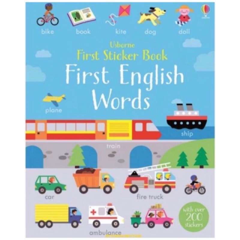Promo Usborne First English Words (Buku Biru) Sticker Book Buku