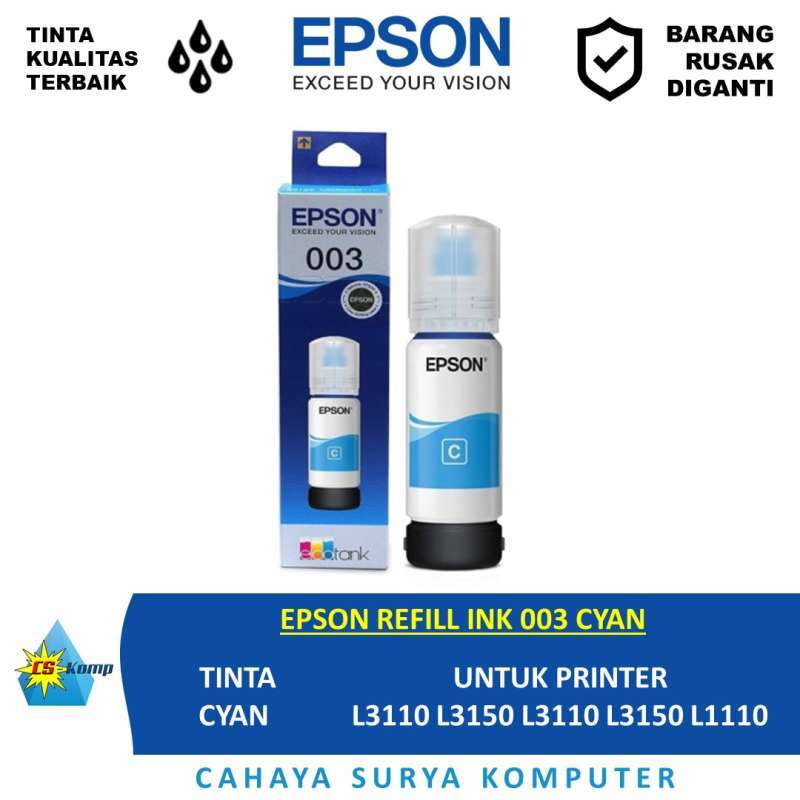 Promo EPSON REFILL INK 003 CYAN PRINTER L3110 L3150 L3110 L3150 L1110