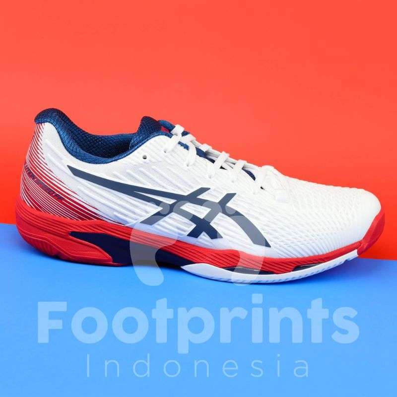 Jual Footprints Indonesia Sepatu Tenis Asics Solution Speed FF 2 White Red Blue Tennis Shoes