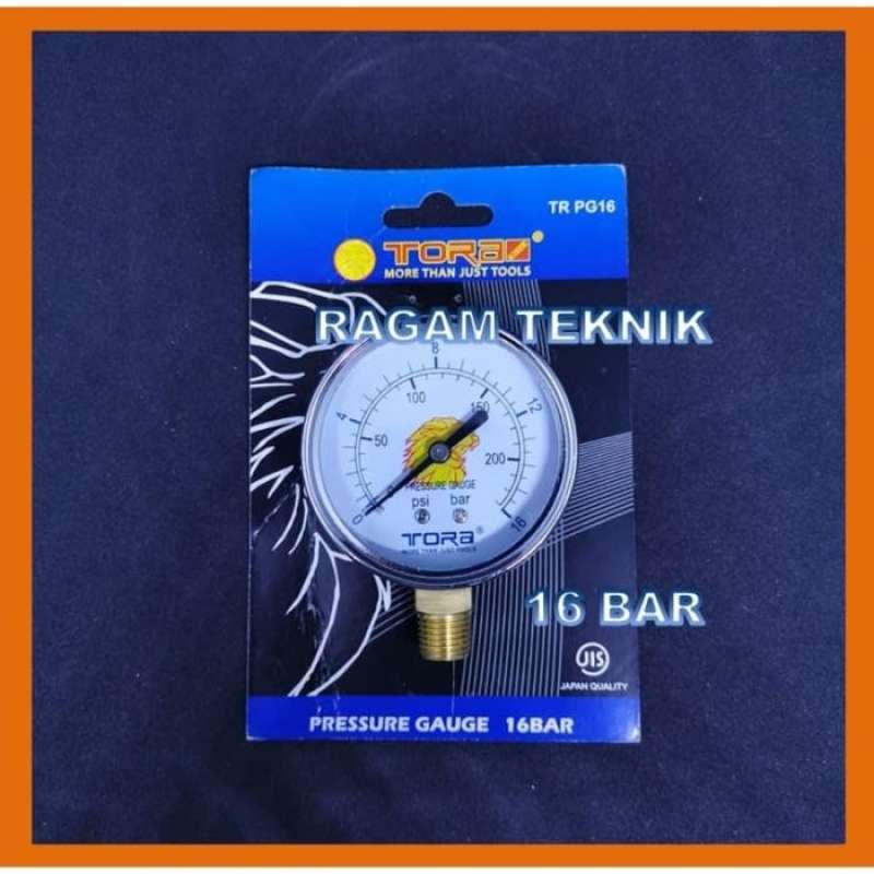 Jual Unik Tora Pressure Gauge 16 Bar Meteran Kompresor Tekanan Angin