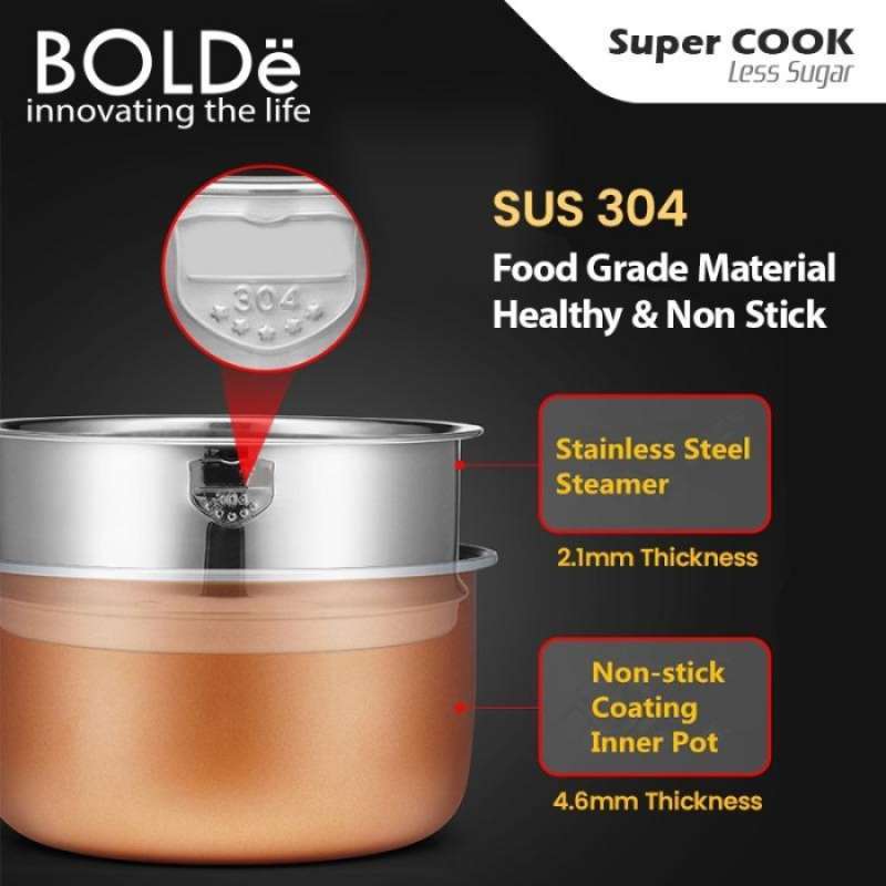 Jual Bolde Less Sugar Super Cook Rice Cooker 1 Liter Rendah Gula 400 Watt Hitam Di Seller
