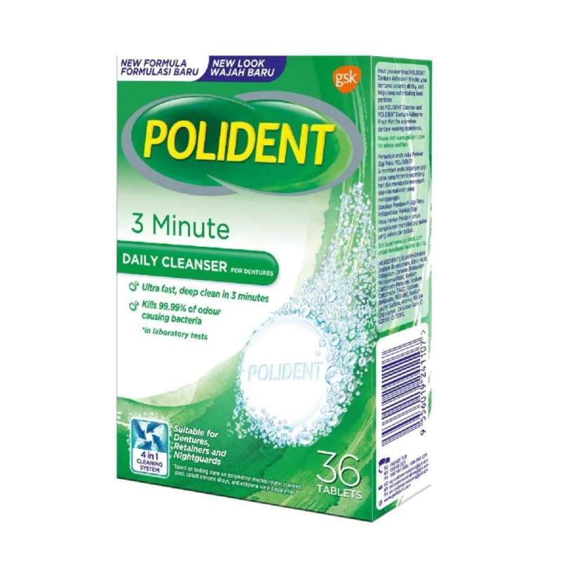 Jual Polident Denture Retainer Cleaning Tablets 3 Minute Daily Cleanser