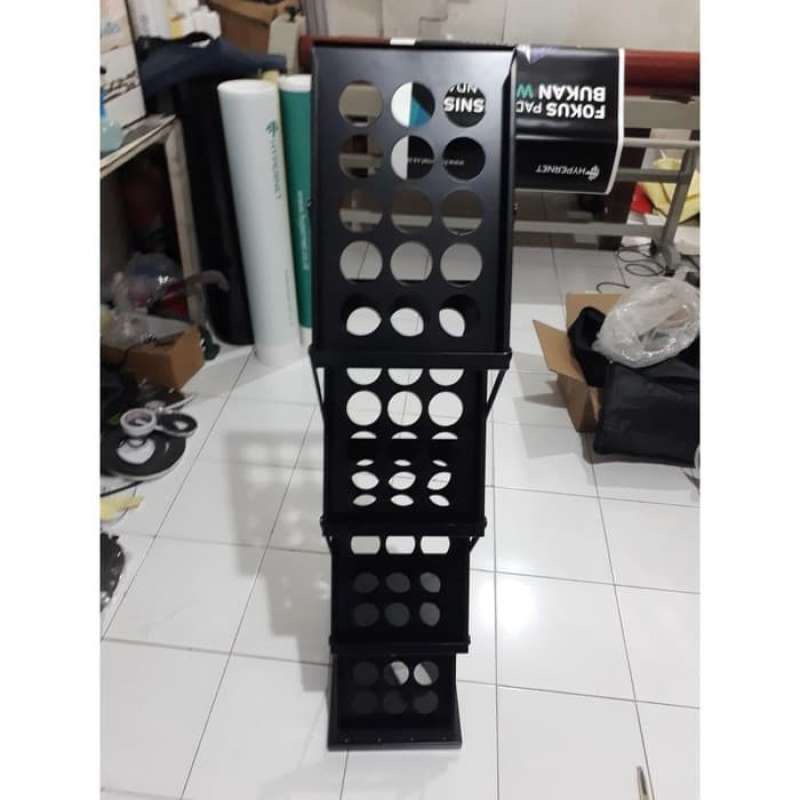 Promo Rak Display Brosur Buku Majalah Pameran 4 Slot Hitam / Rack ...
