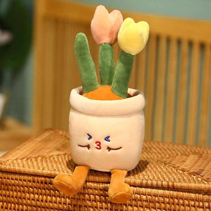 Tulp Plush Toy - Multcolor Flower Pot St￭ Pllow