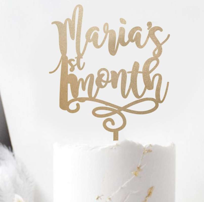 Jual Custom Cake Topper Akrilik | One Month Topper | Topper Kue 1 ...