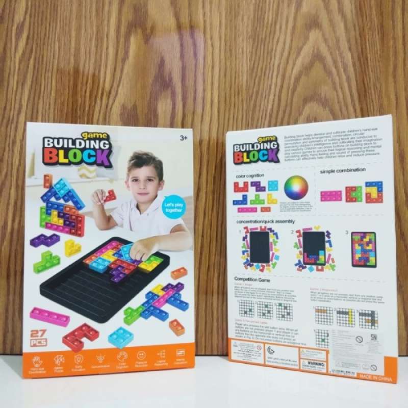 Jual MAINAN EDUKASI ANAK GAME BUILDING BLOCK POP IT TETRIS 27 PCS di