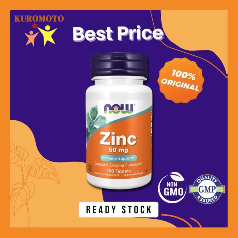 Promo NOW Zinc Gluconate 50mg 100 tablets & 250 tablets Expired panjang