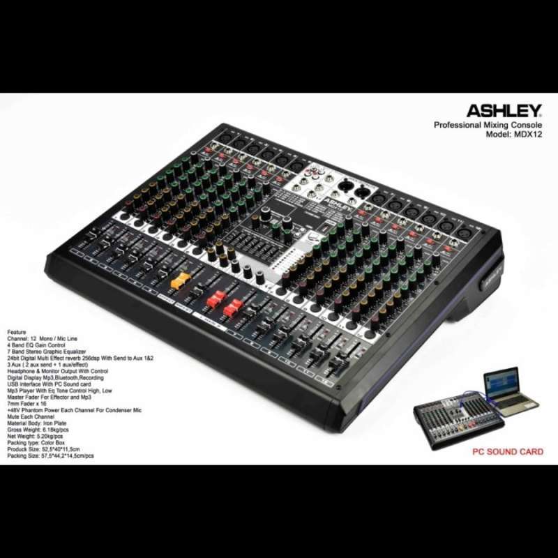 Jual Mixer Ashley 12 Channel MDX 12 Bluetooth Effect new terbaru