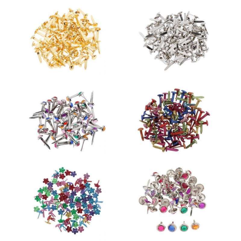 Jual 450pcs/set Paper Fasteners Diy Metal Split Pins Brads Craft For