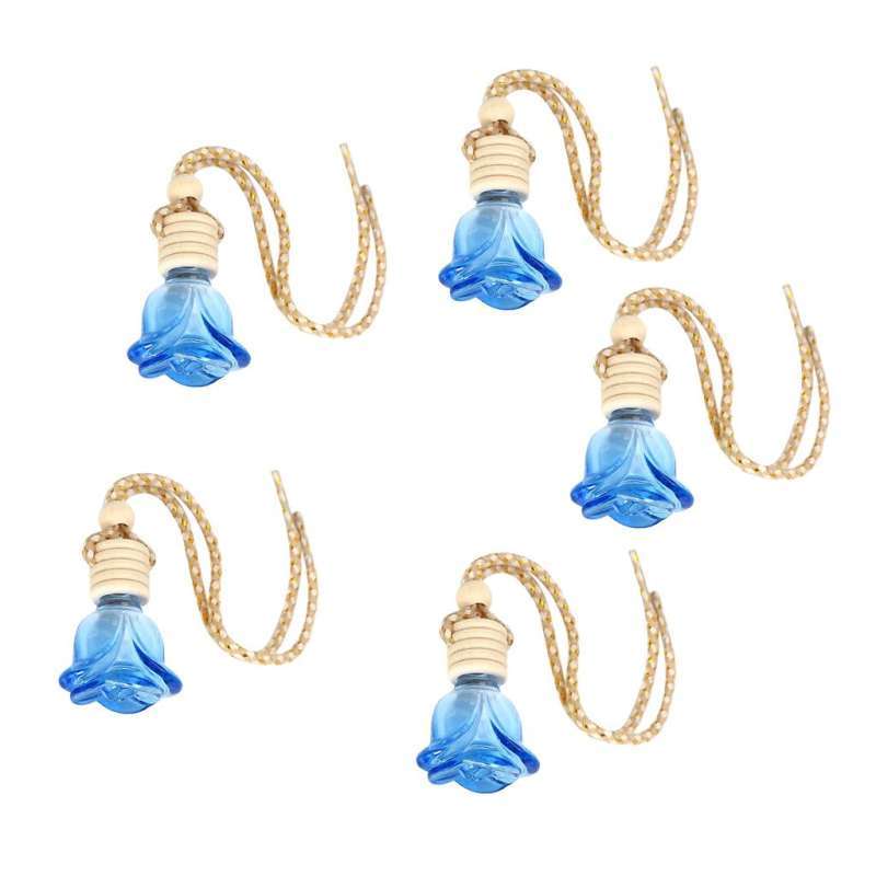 Jual 5xrosebud Flower Shape Car Hanging Perfume Bottle Air Freshener