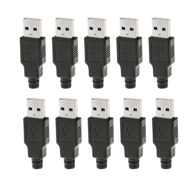 thumbnail image 2 of 10-Pack USB 2.0 Type-A 4-Pin Male Plug Socket Connector – With Plastic Cover 2 of 5
