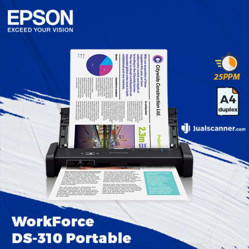 Jual Scanner Epson DS-310 Portable ADF - 25 Lembar/Menit - (A4/Legal