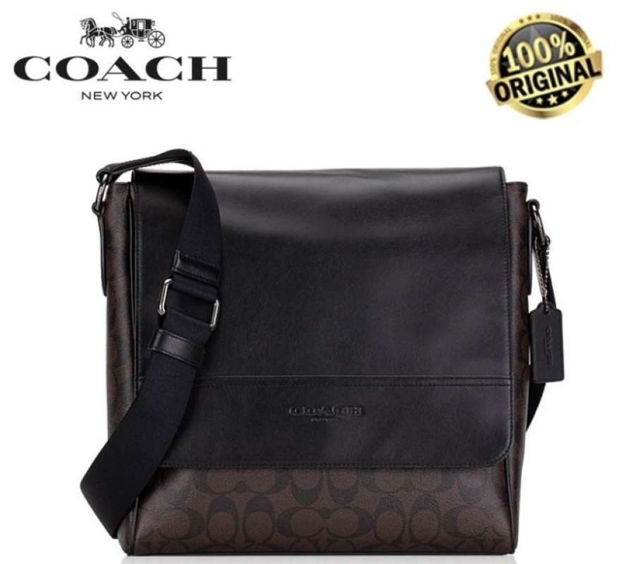 Jual Coach Houston Map Bag In Signature - Br M036969 00697 Coach Houston Map Bag In Signature Canvas Mahogany Black Original Full01 