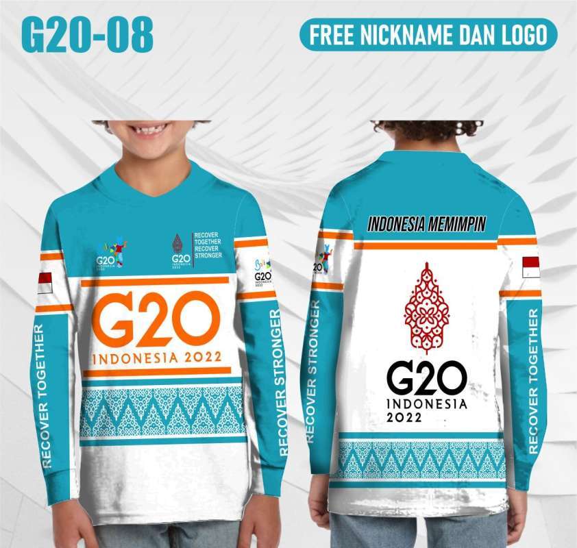 Jual Jersey g 20 bali 2022 anak baju kaos G20 indonesia memimpin lengan