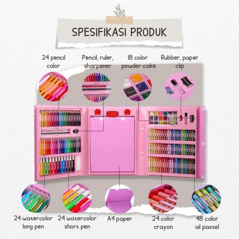 Promo alat melukis dan menggambar Alat lukis 208pcs / Crayon mewarnai