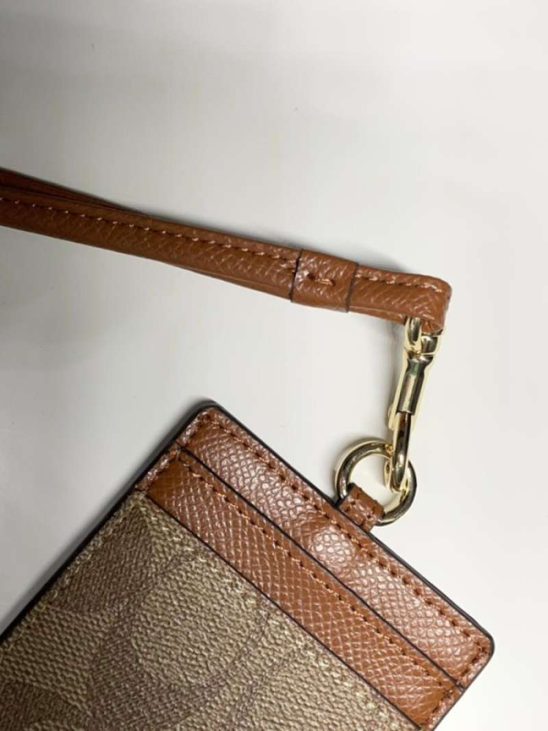 Jual COACH Lanyard In Colorblock Signature Canvas ID khaki 100% ...