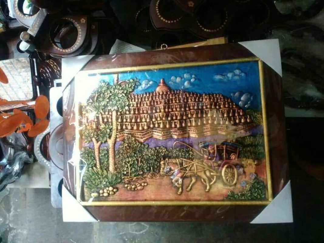 Jual Lukisan Timbul Gambar Candi Borobudur Kode 01- Lukisan 3D Relief