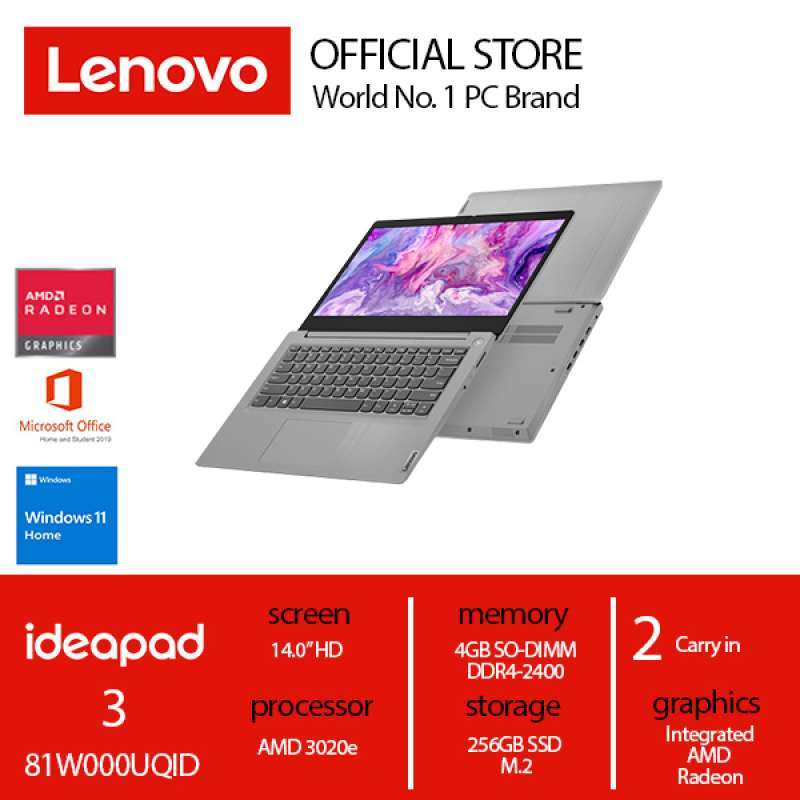 Jual Lenovo IdeaPad 3 14ADA05 - 81W000UQID Platinum Grey AMD 3020e RAM ...