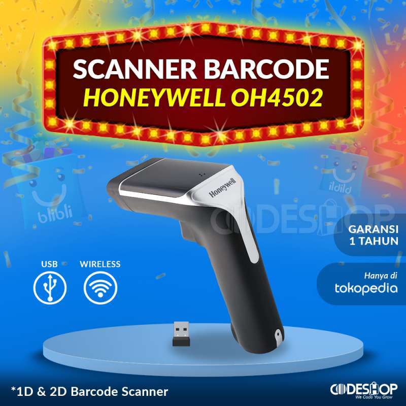 Jual Barcode Scanner Honeywell OH 4502 Wireless 2D QR Code Efaktur di