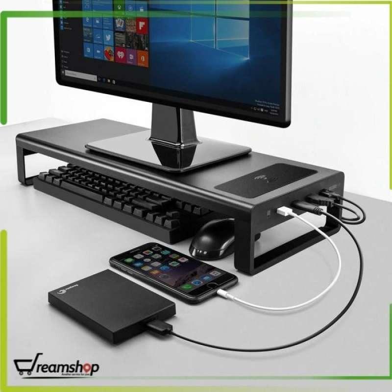 Jual Meja Monitor Stand Riser dgn 4 Port USB 3.0 dan Wireless Charging ...