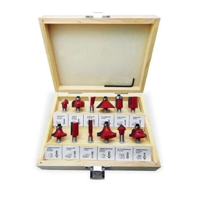 Jual Mata Profil Router Beading Bit Set 12 Pcs Kotak / Mata Trimmer 1/4