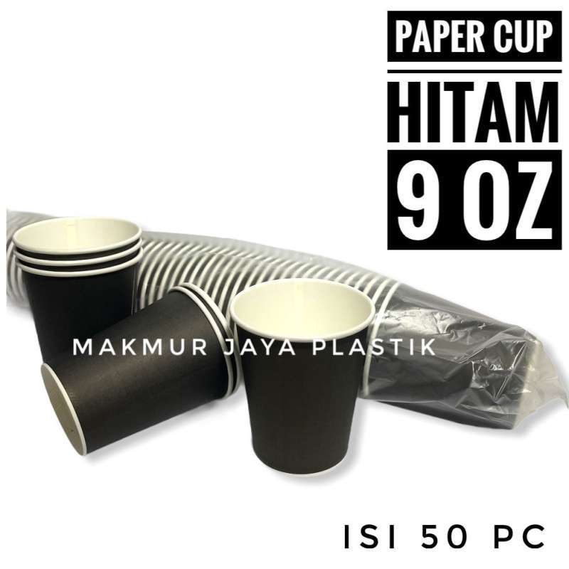 Jual [ PAPER CUP 9 OZ HITAM ] GELAS KOPI PAPER CUP COFFEE BLACK 9 OZ ...