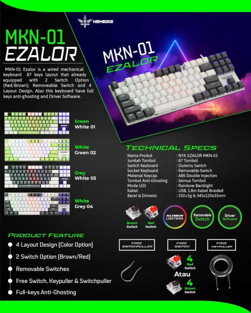 Jual NYK Keyboard Gaming Mechanical MKN01 Ezalor di Seller Mantap Baru