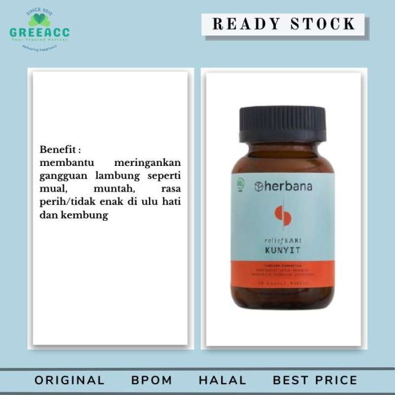 Jual HERBANA Relief Sari Kunyit 60 Kapsul di Seller GREEACC Jelambar