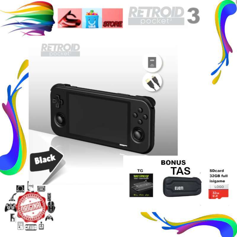 Promo Retroid Pocket 3 Handheld Retro Game Android 11 System 3GB/32