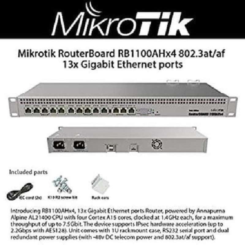 Jual Mikrotik RB1100AHX4 X4 Powerful 1U rackmount router with 13x ...