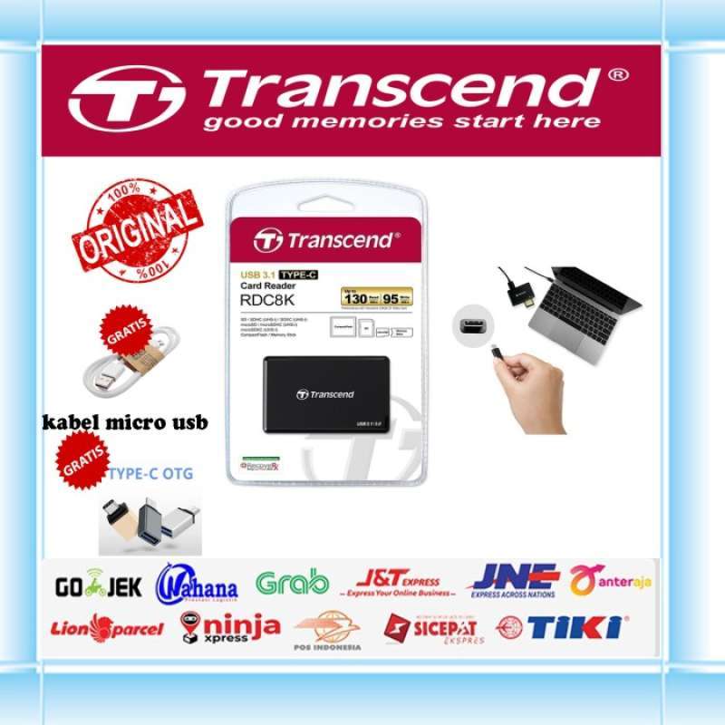 Jual Transcend Card Reader RDC8 Allin1 Multi USB 3.0 Type C + FREE