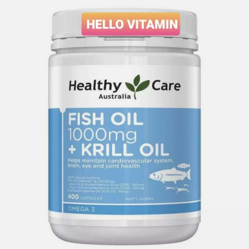Jual Healthy Care Fish Oil 1000Mg + Krill Oil 400 Caps/ Minyak Ikan