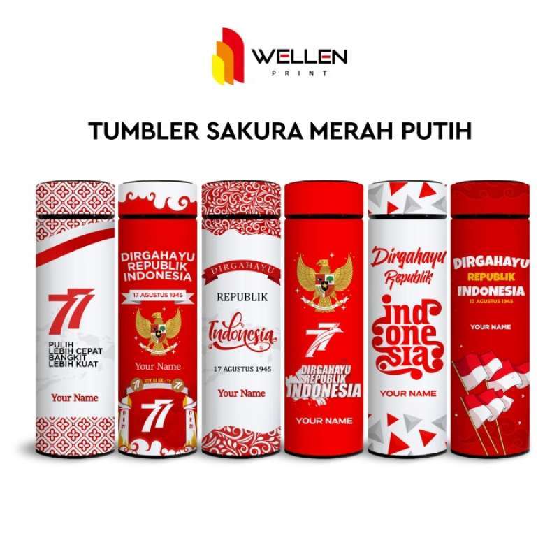 Promo Cetak Tumbler Sakura Merah Putih Print Uv Custom Nama Edisi 17