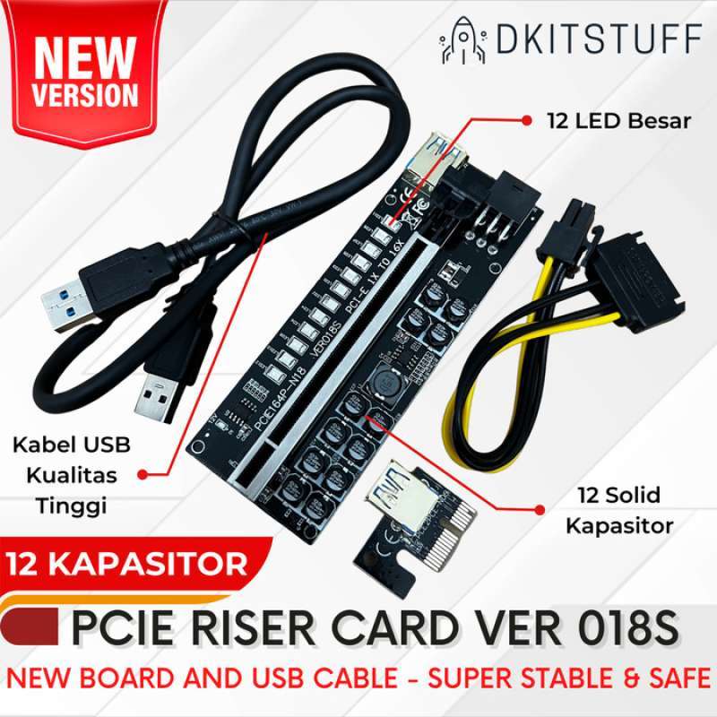 Promo Pcie Riser Ver 018 12 Kapasitor Usb 3.0 1X To 16X - Gpu Mining ...