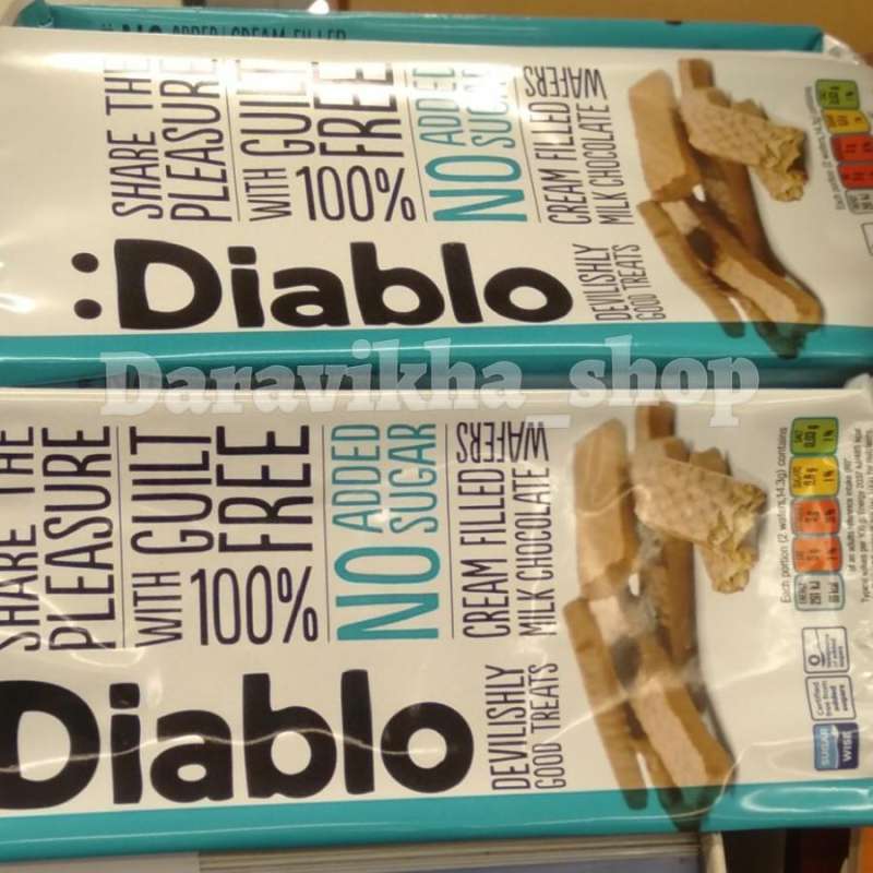 Jual Diablo Cream Filled Milk Chocolate Wafers No Added Sugar 100gr