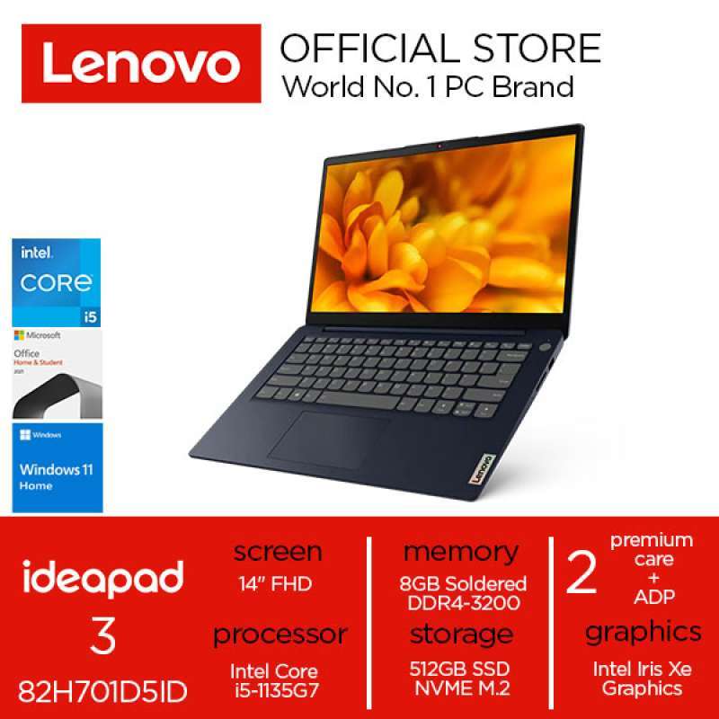 Jual Lenovo Ideapad 3 14itl6 82h701d5id Intel Core I5 1135g7 Ram 8gb
