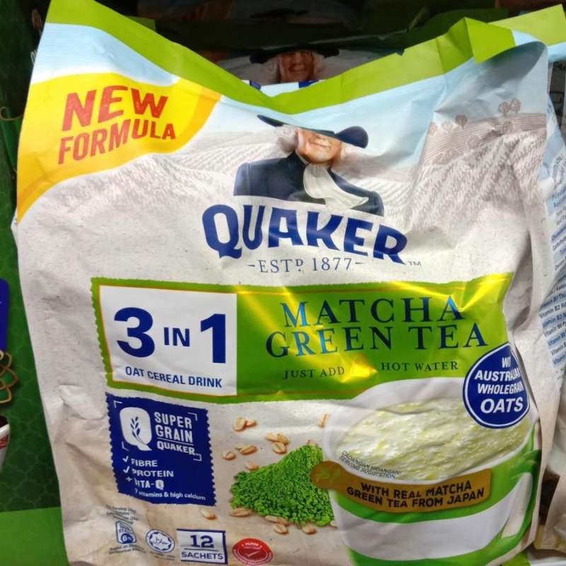 Jual quaker matcha green tea oat cereal drink 12 sachet di Seller