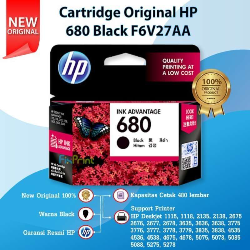 Promo Cartridge Tinta Hp 680 Black F6V27Aa Printer 1115 1118 2135