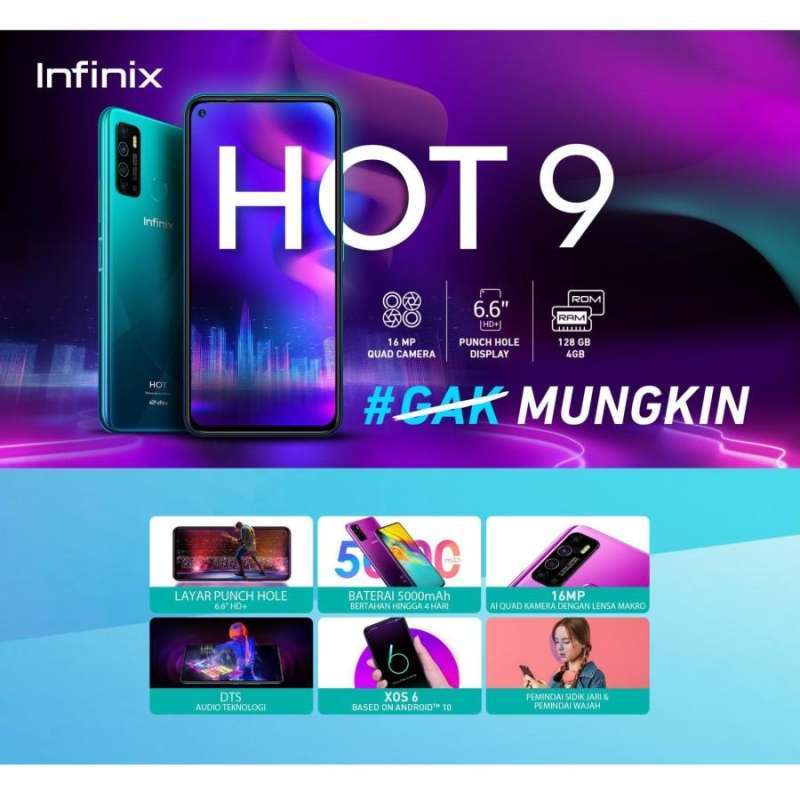 Jual Infinix Hot 9 4/128GB Quad Camera Punch Hole Display 5000 mAh