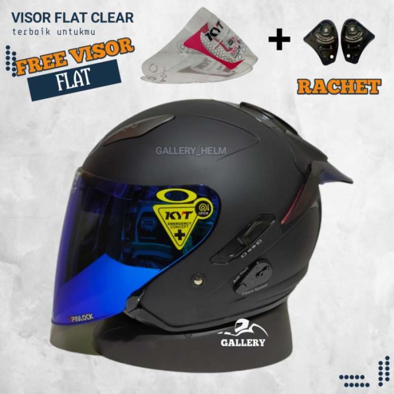 Jual Helm Kyt Galaxy Hitam Doff Paket Ganteng Kyt Double Visor di