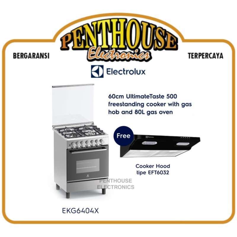 Jual Electrolux Free Standing Cooker EKG6404X 4 Tungku 60cm / 80L Gas