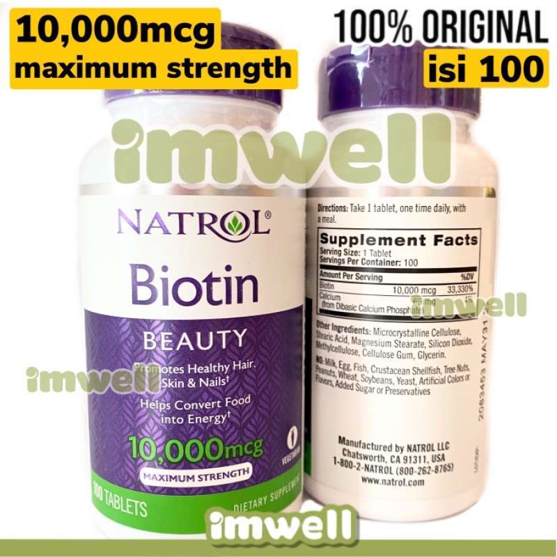 Promo Natrol Biotin 10000 Mcg Maximum Strength Hair Nail Skin Kulit ...