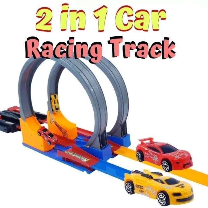 Jual Mainan Track Hot Wheel 3 Jalur Super Cars Track Racing 3 in 1 di